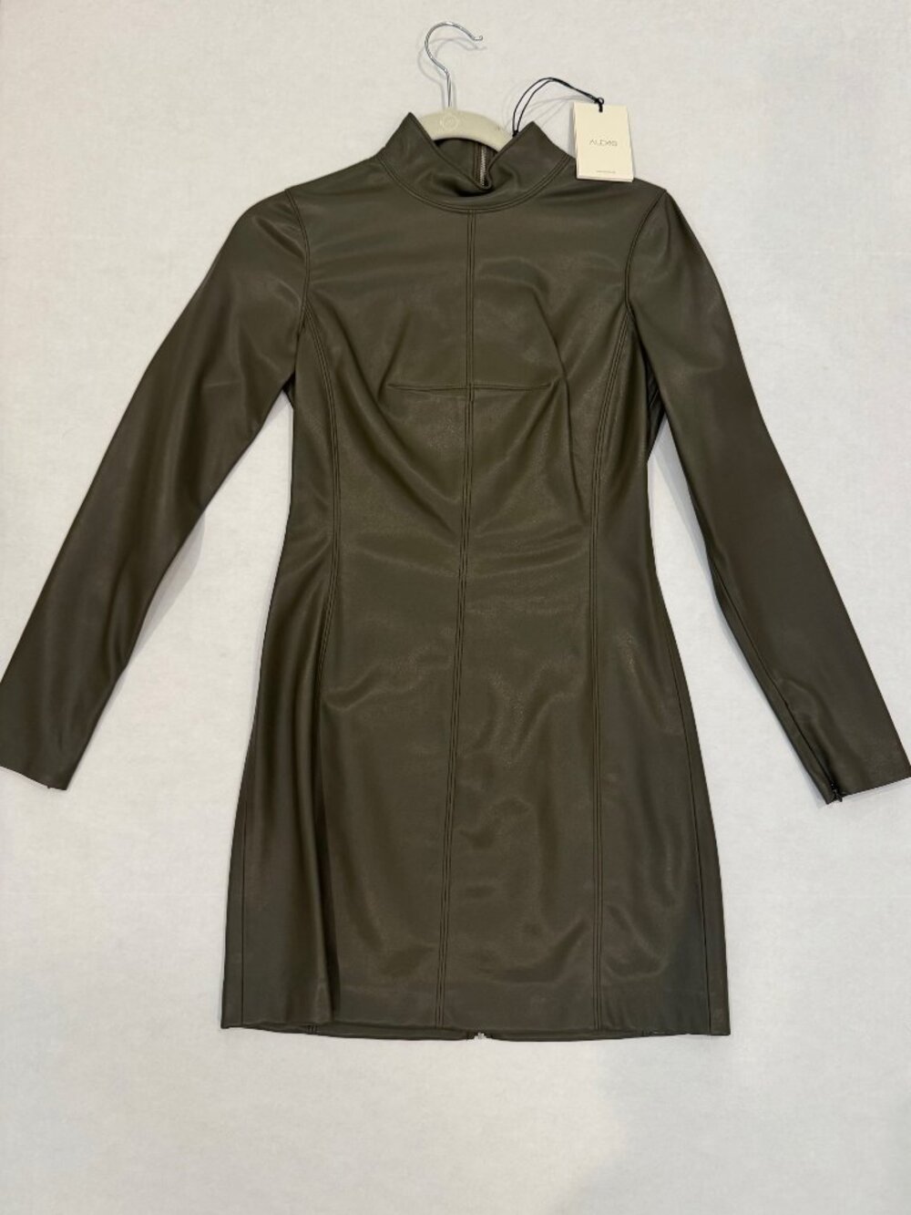 Alexis Size XS Misake Vegan Leather Mini Dress Olive NWT